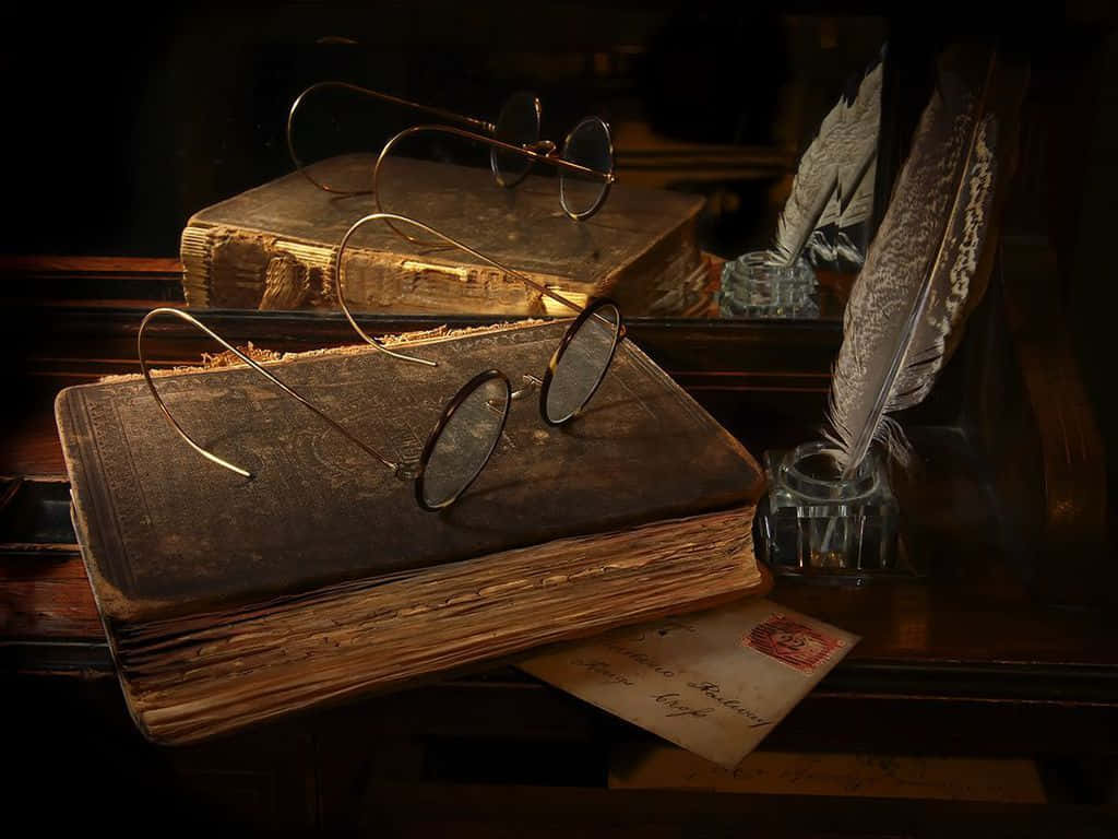 A Timeless Journey - Antique Book Collection Wallpaper