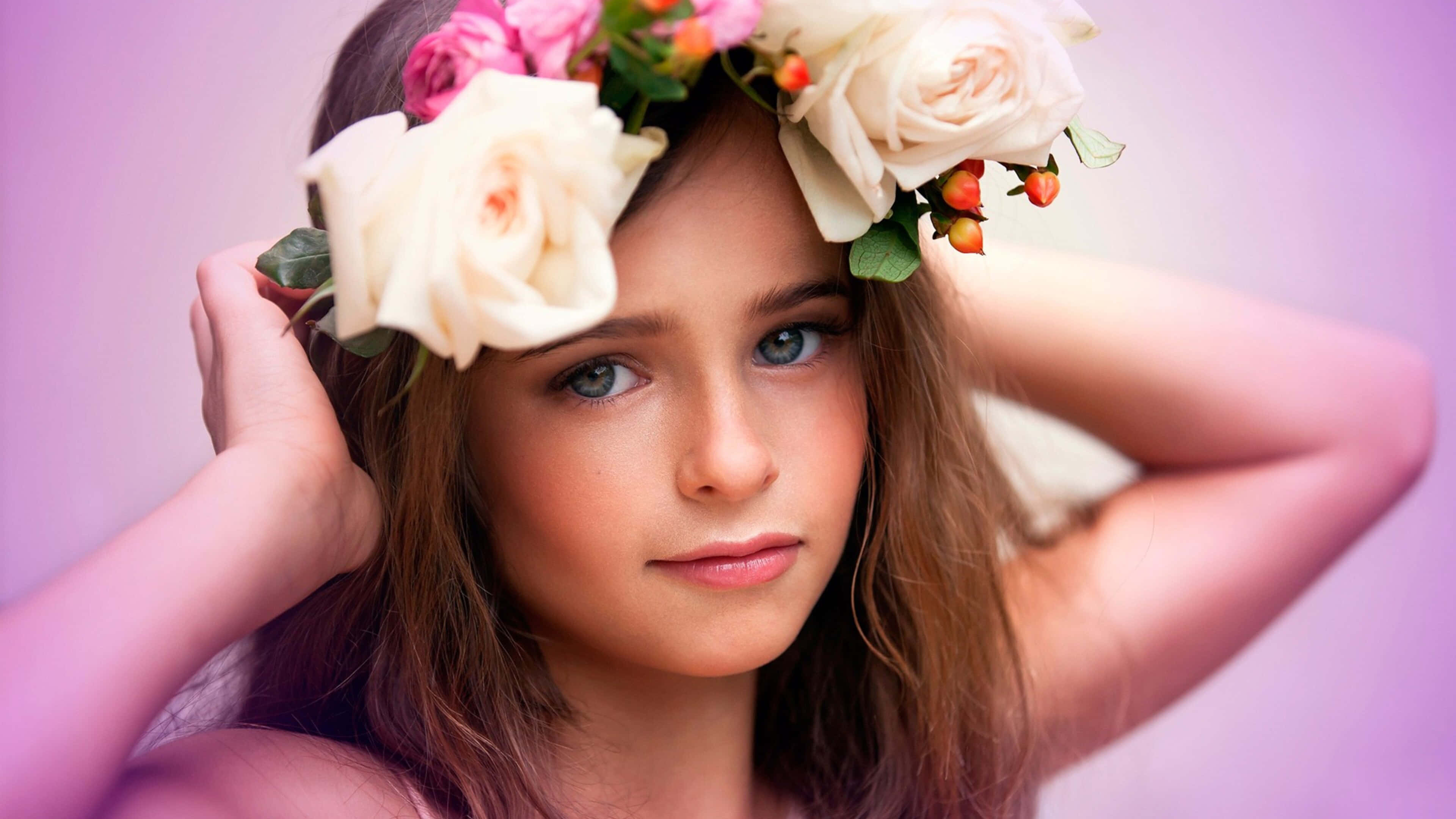 A Tranquil Beauty In A Flower Crown Wallpaper