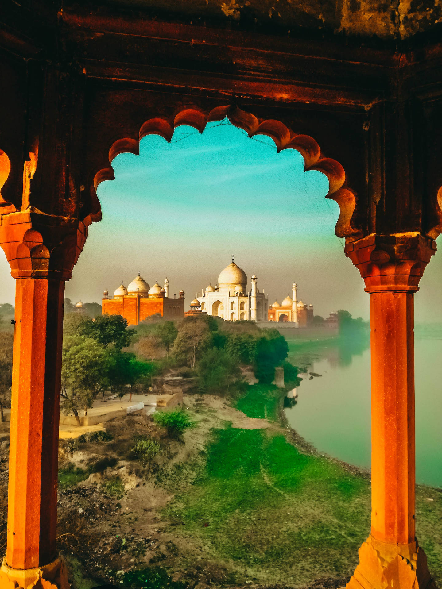 A View Of The Taj Mahal From A Hill Wallpaper