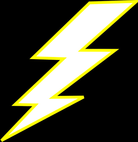 A White Lightning Bolt With Yellow Outline PNG