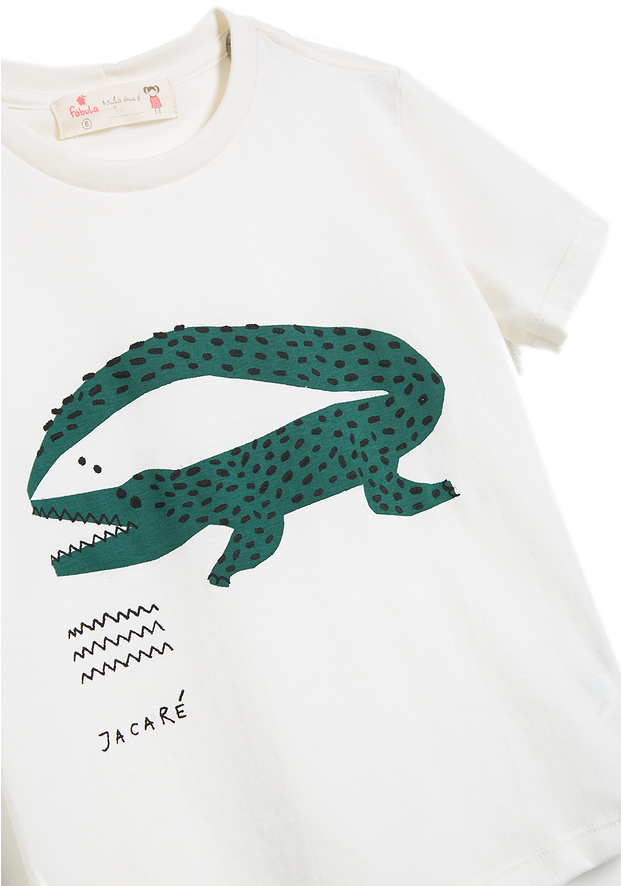 A White Shirt With A Green Alligator On It PNG