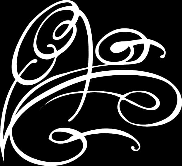 A White Swirly Design On A Black Background PNG