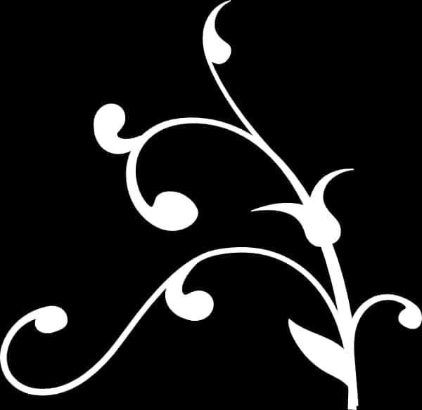 A White Swirly Design On A Black Background PNG