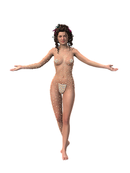 A Woman With Many Small White Dots On Her Body PNG