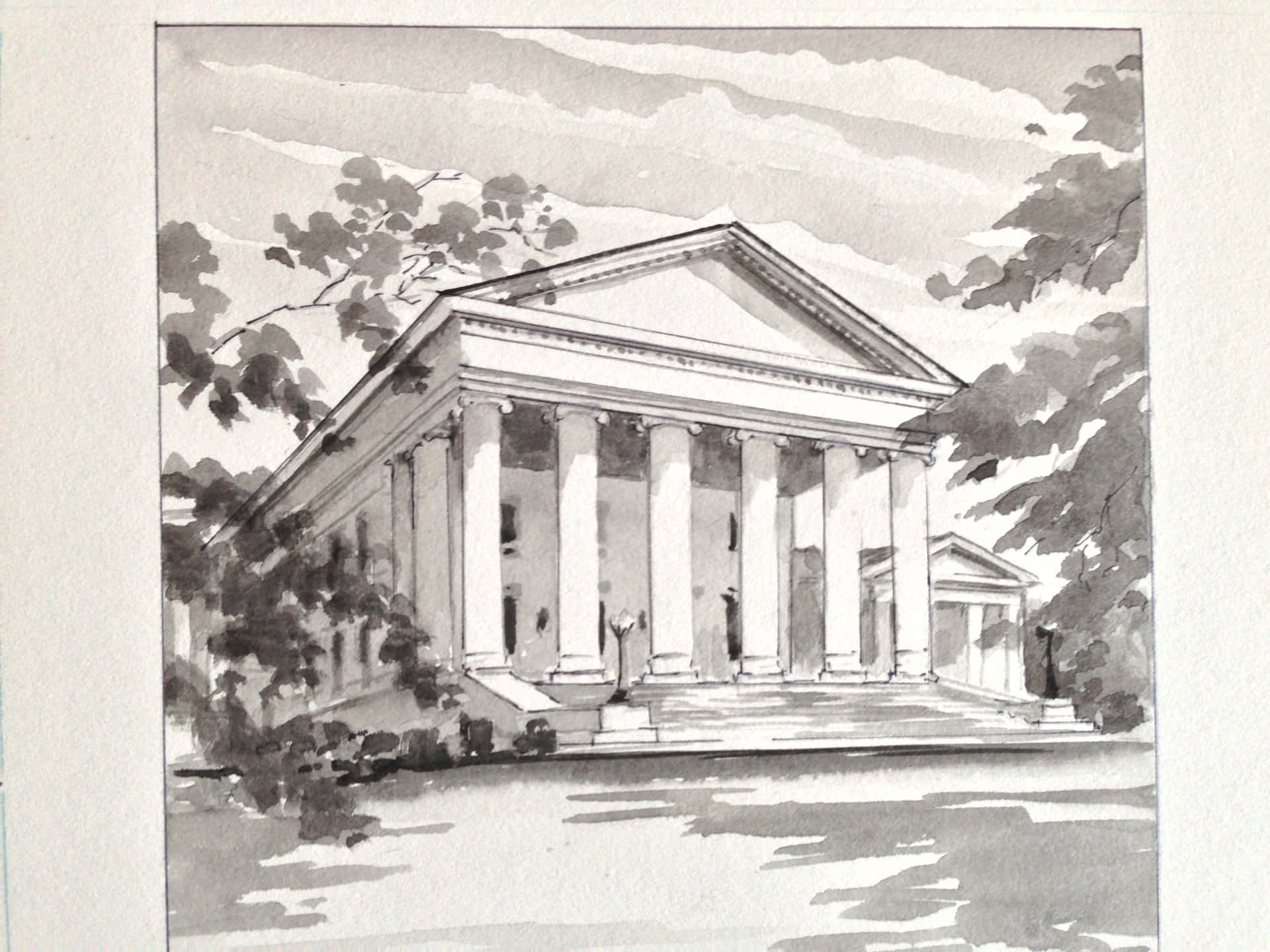 A Wonderful Drawing Of The Virginia State Capitol Wallpaper