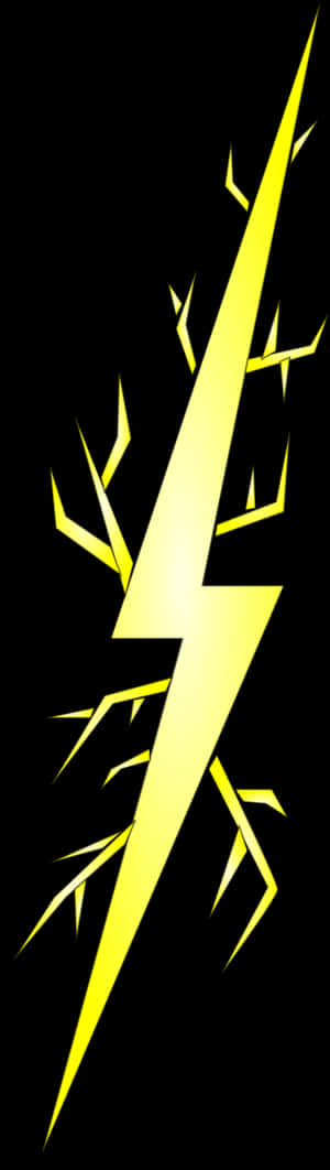 A Yellow Lightning Bolt With Black Background PNG