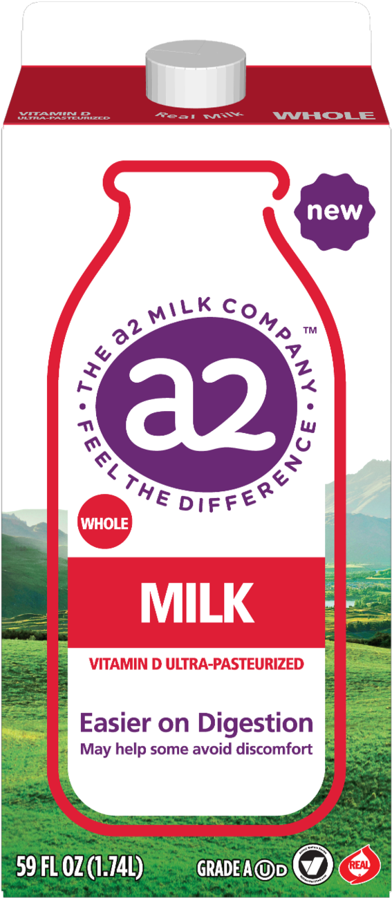 A2 Milk Carton Whole Vitamin D PNG