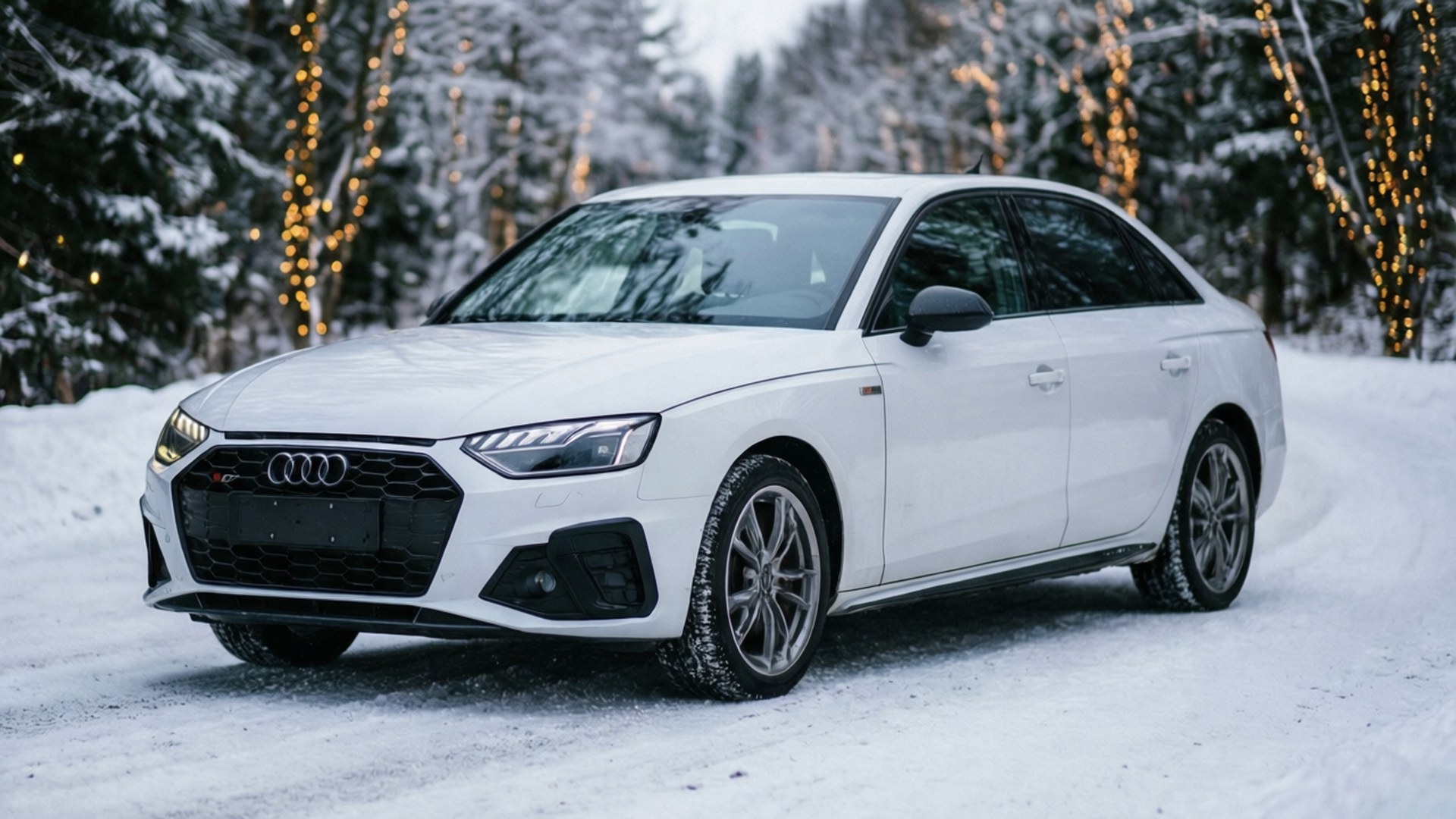 A4 kör genom en snöig julescen