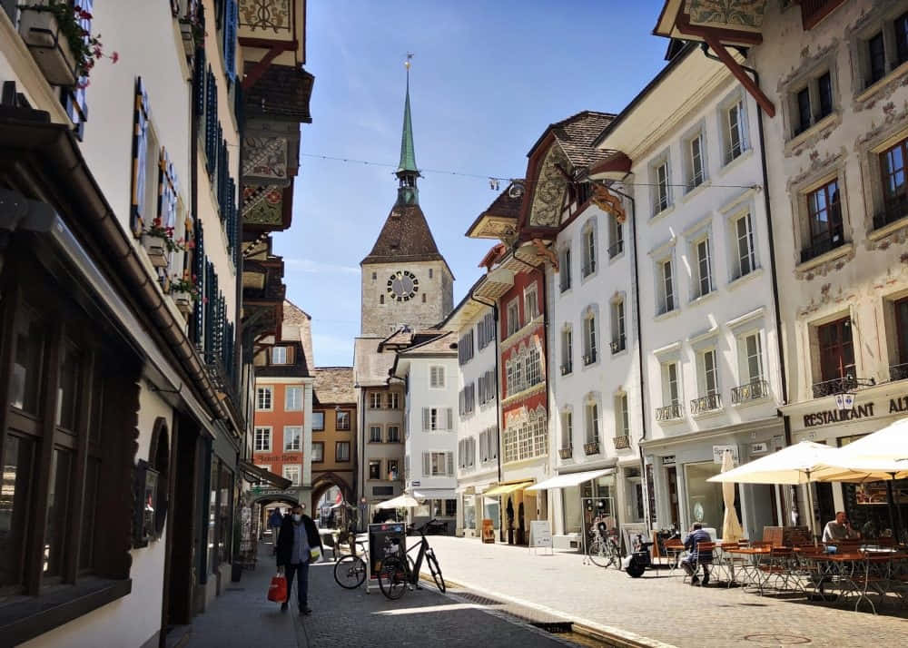 Aarau Switzerland Historic City Center Wallpaper