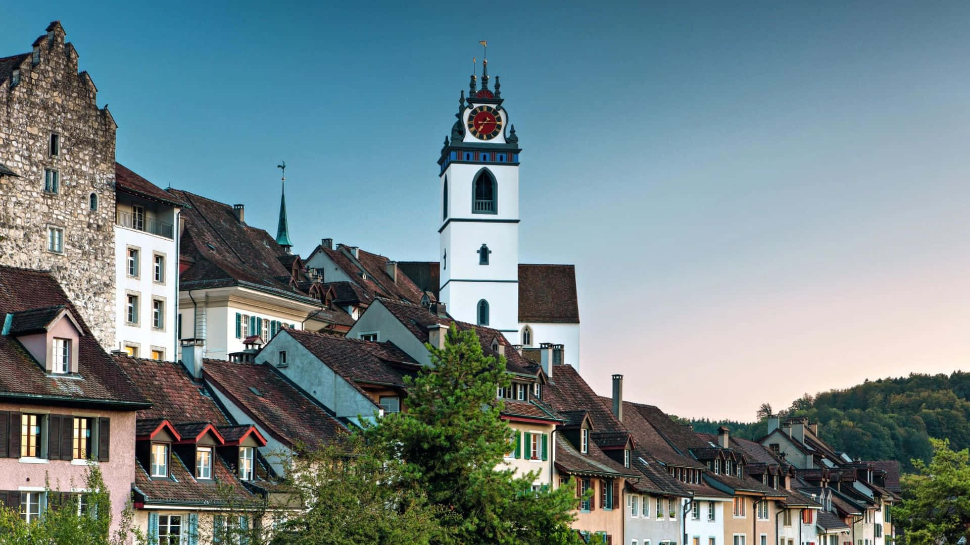 Aarau Switzerland Historic Town Center Wallpaper