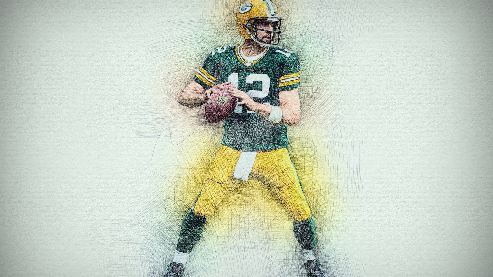 Aaron Rodgers Packers Sketch Background