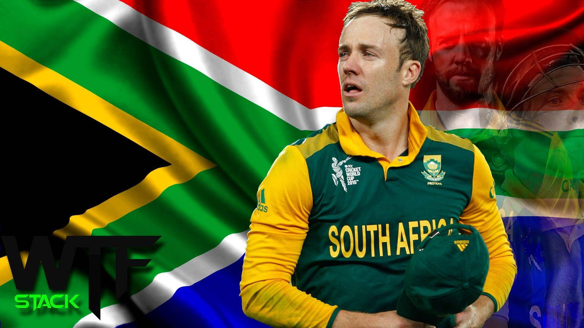 Ab De Villiers Against South African Flag Wallpaper