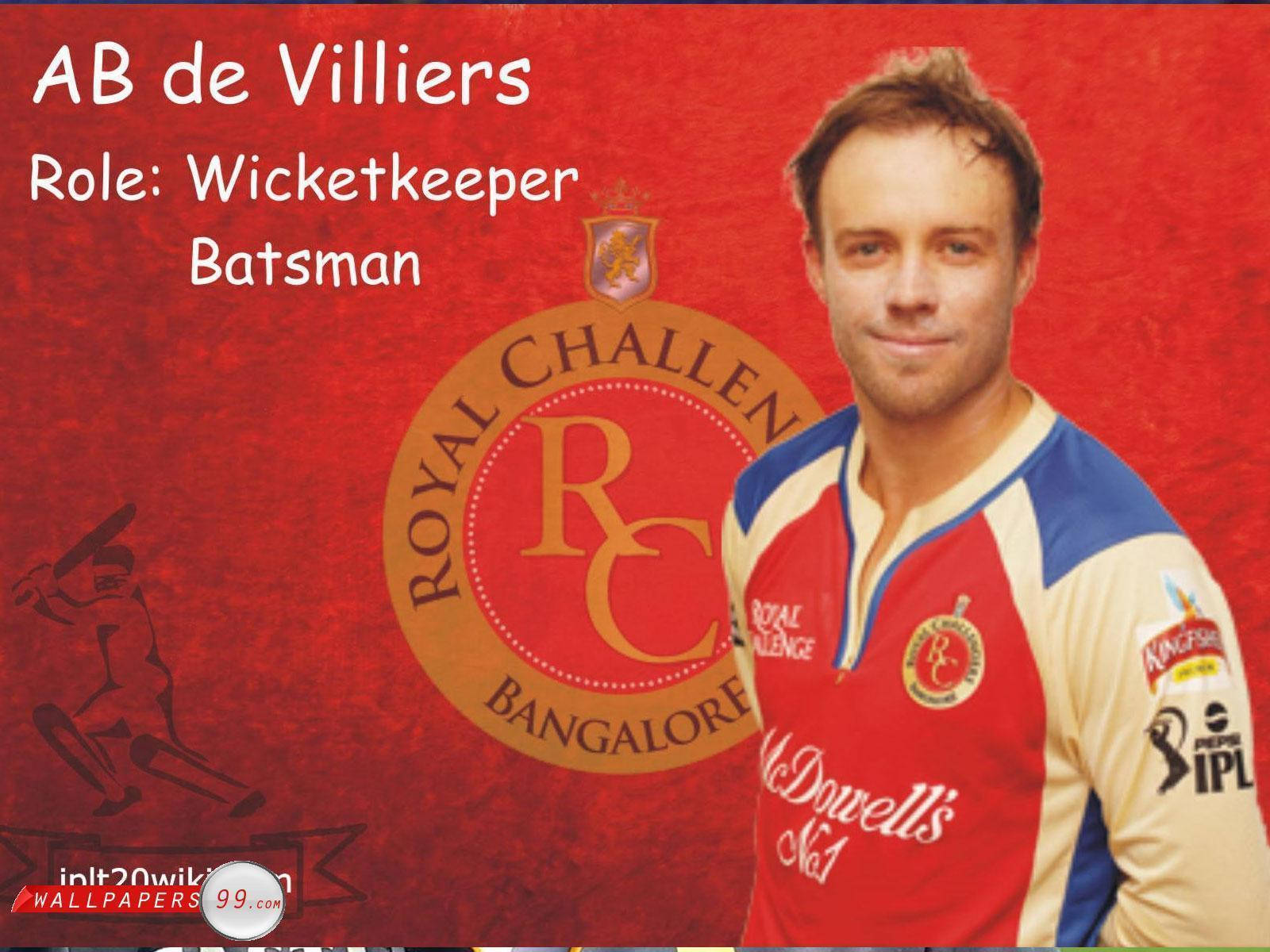 Abde Villiers Royal Challengers Bangalore Logotyp Wallpaper