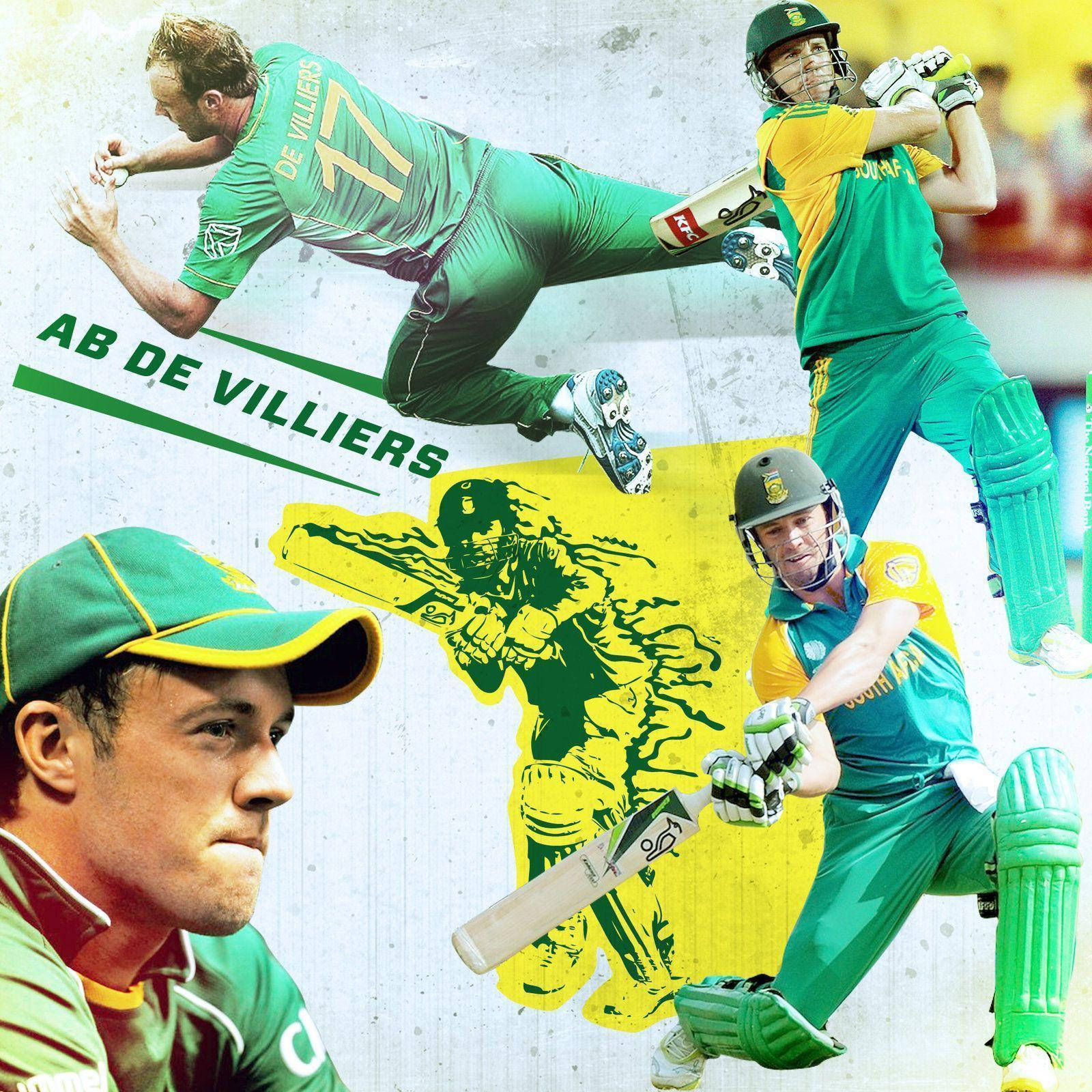 Ab De Villiers Forskellige Batsman Forms Wallpaper