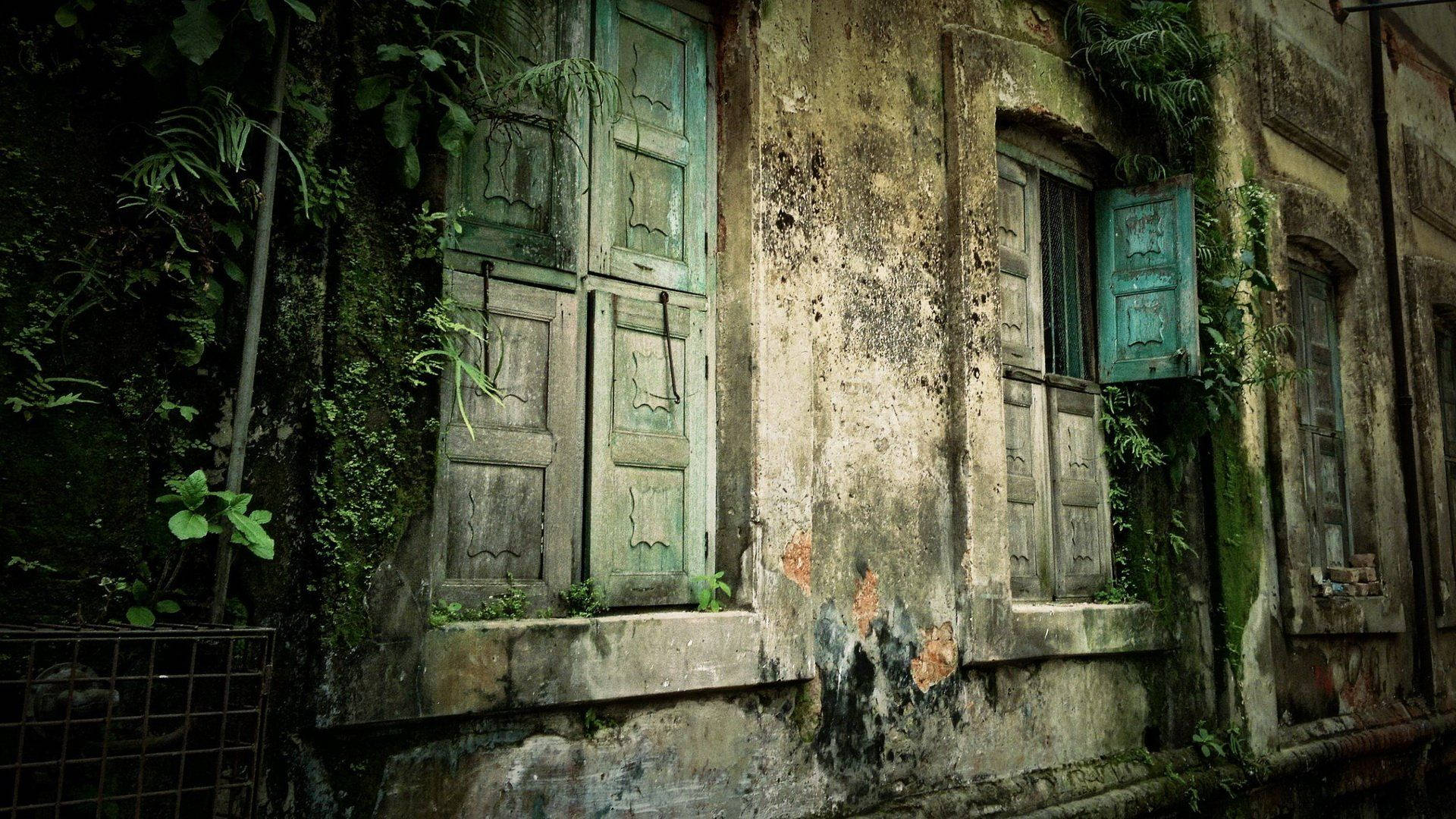 Edificio Abbandonato Nella Zona Di Dhaka Sfondo