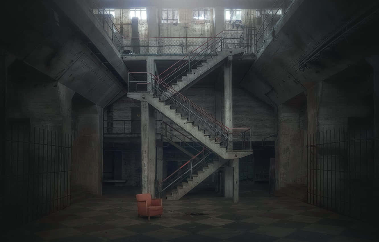Abandoned Building With Forgotten Stairs Wallpaper