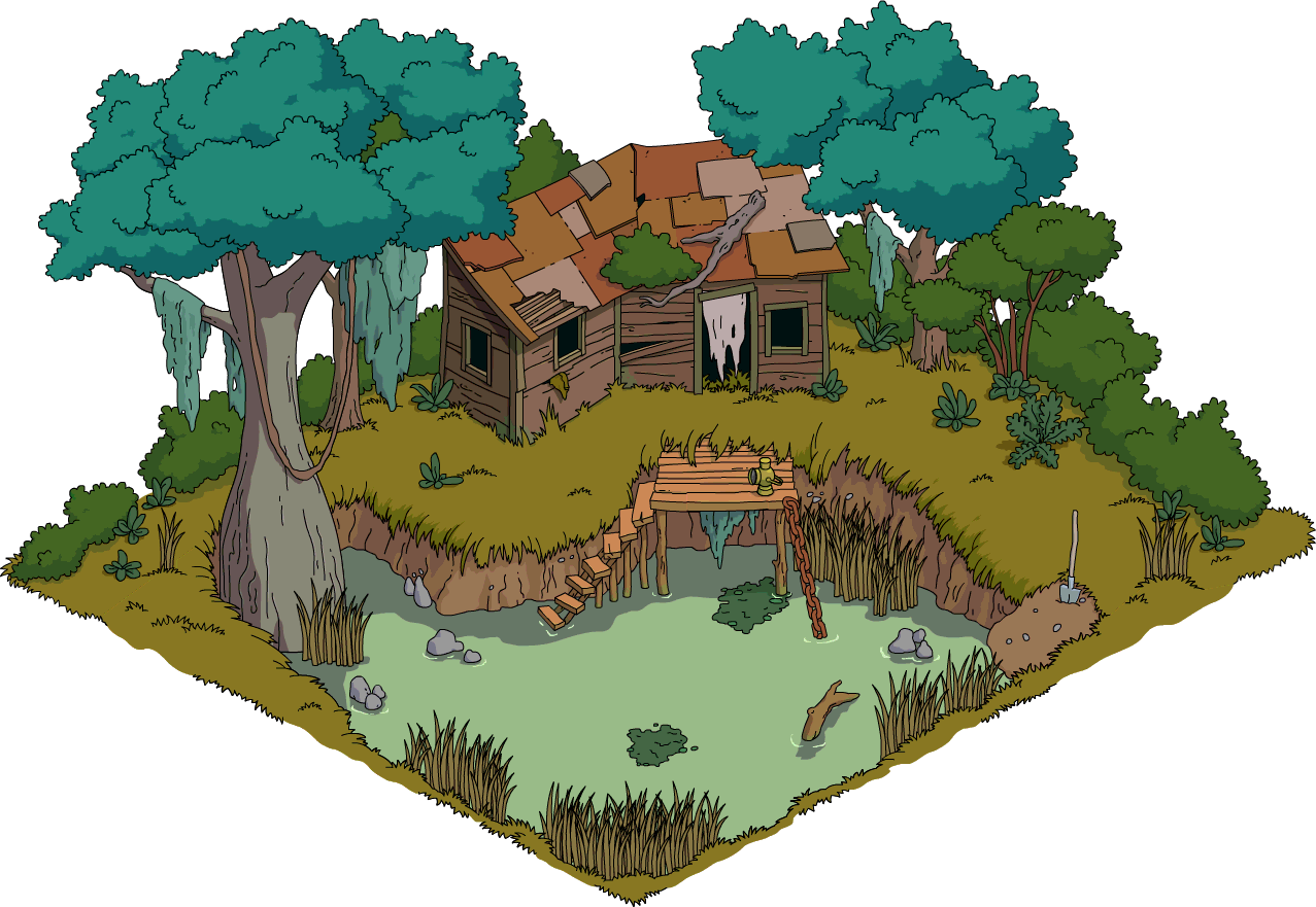 Abandoned Cabin Island Illustration PNG