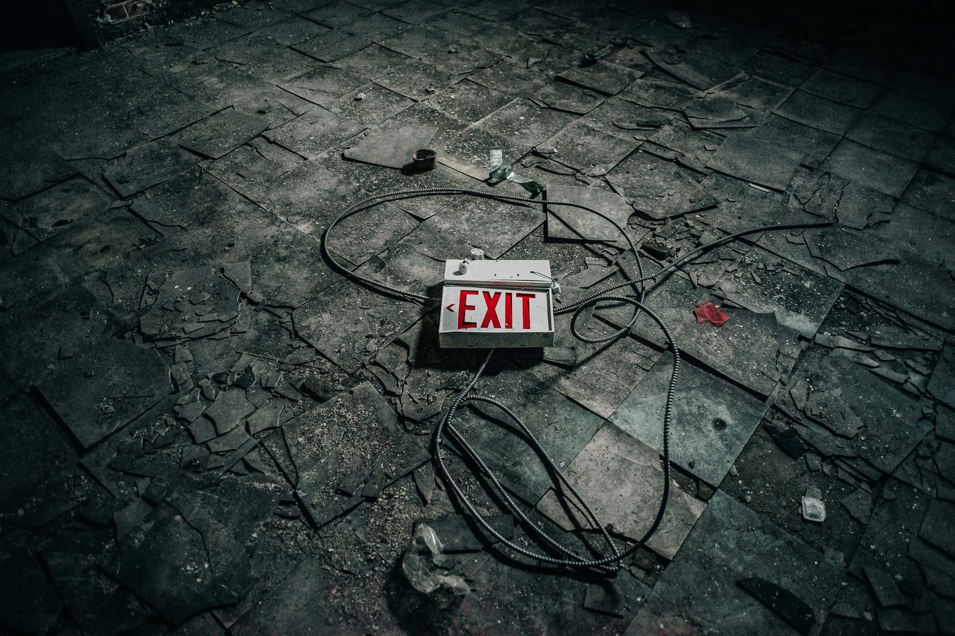 Abandoned Exit Sign Grunge Aesthetic.jpg Wallpaper