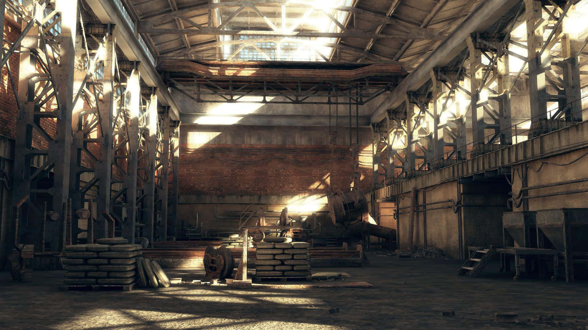 Abandoned Factory Interior Sunlight Wallpaper