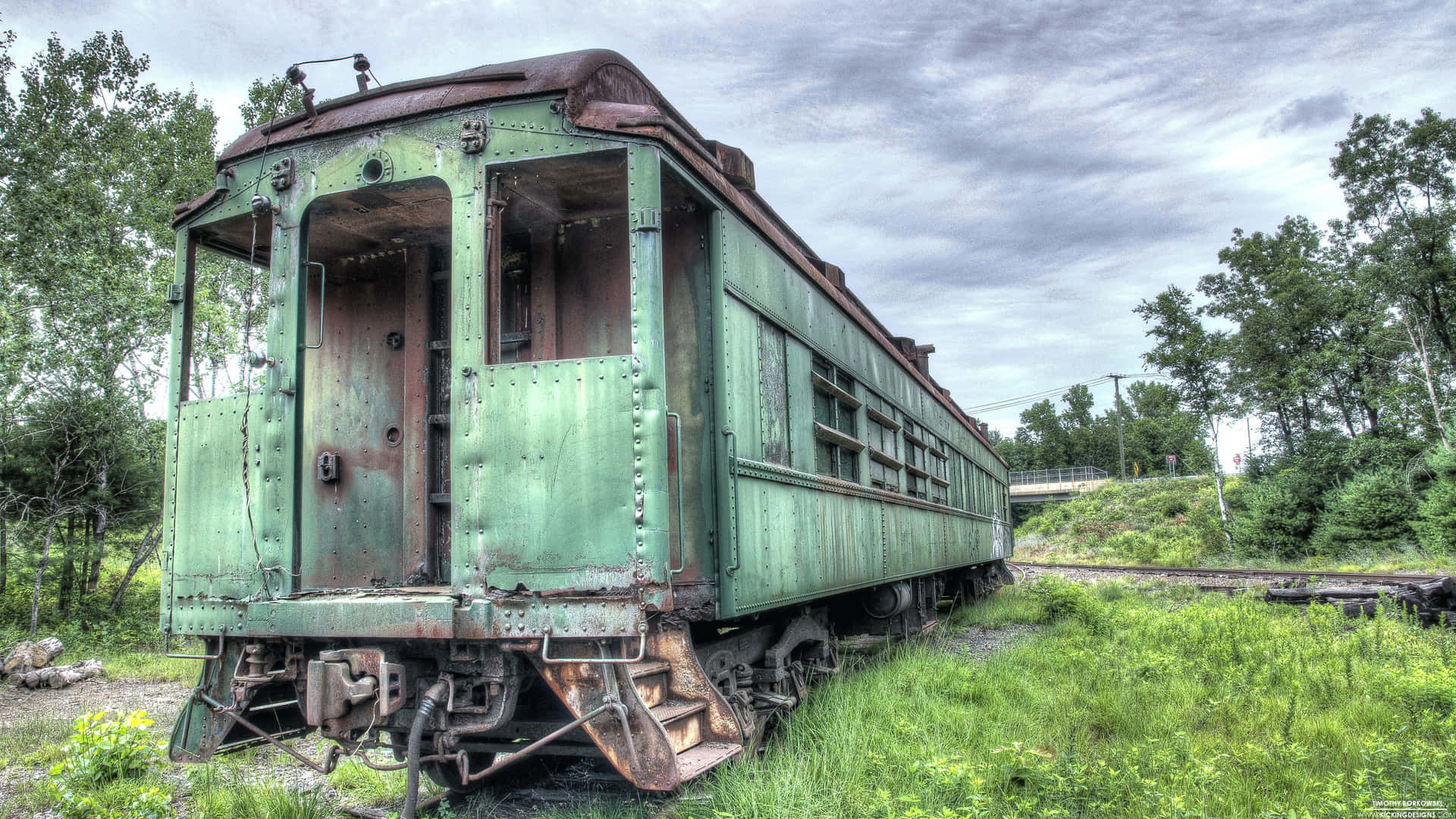 Wagon De Train Vert Abandonné Fond d'écran