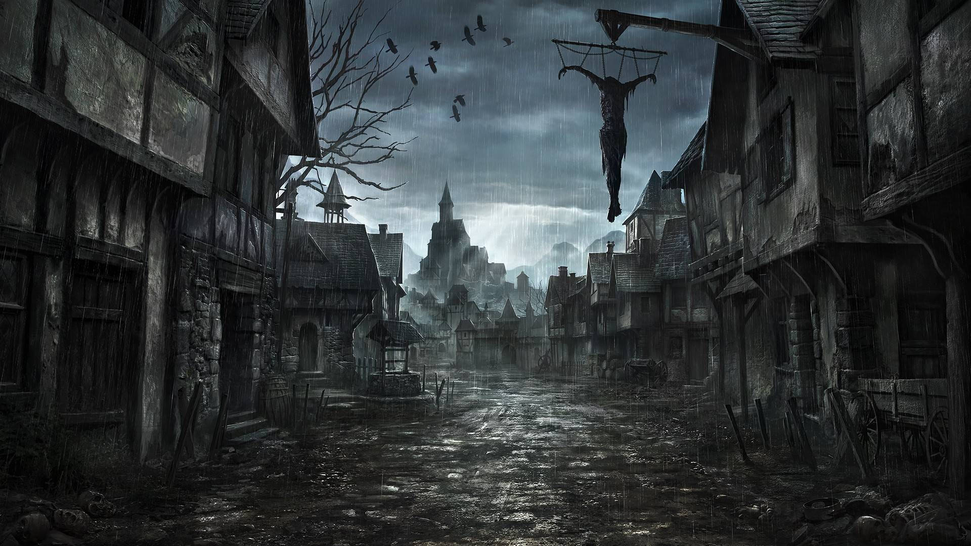 Abandoned Town Dark Screen Wallpaper