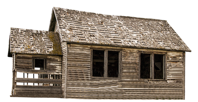 Abandoned_ Wooden_ House_ Isolated_ Background PNG