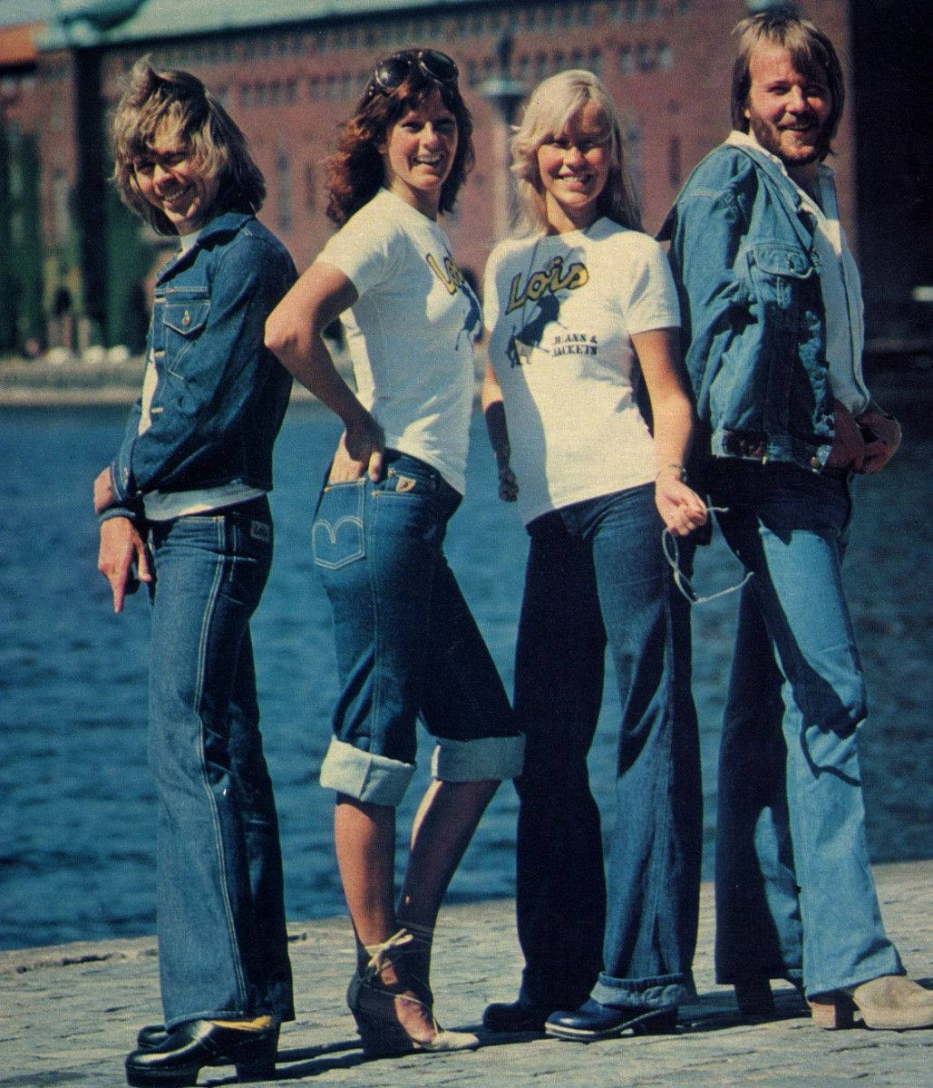 Abba In Denim Outfit Background