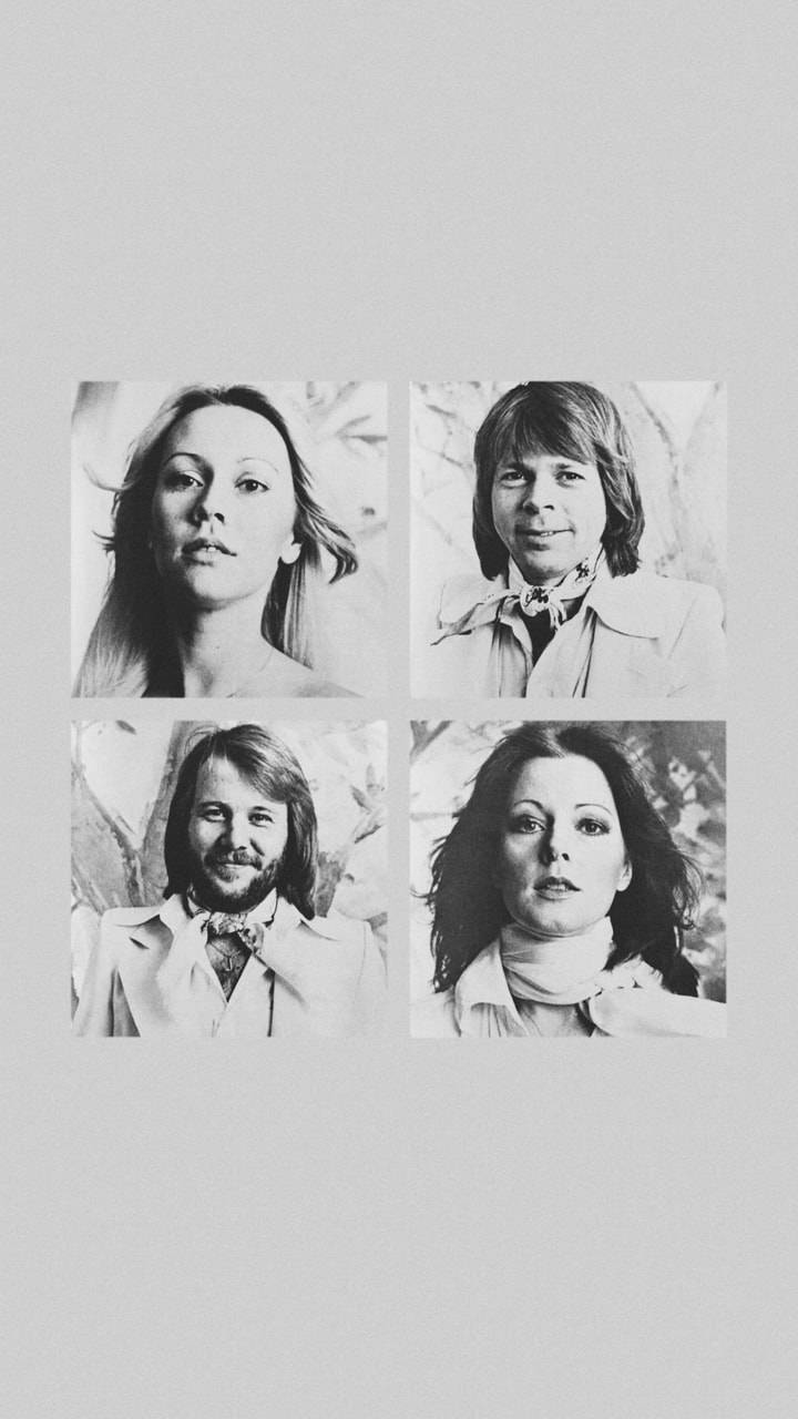 ABBA Members Greyscale Wallpaper