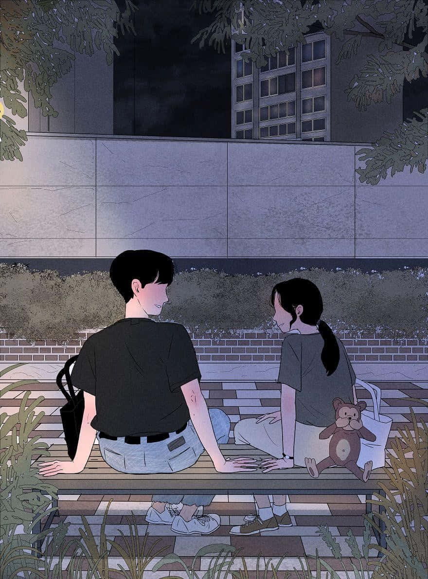 Abbraccioincantevole: Una Carina Coppia Anime Persa Nelle Braccia L'una Dell'altra