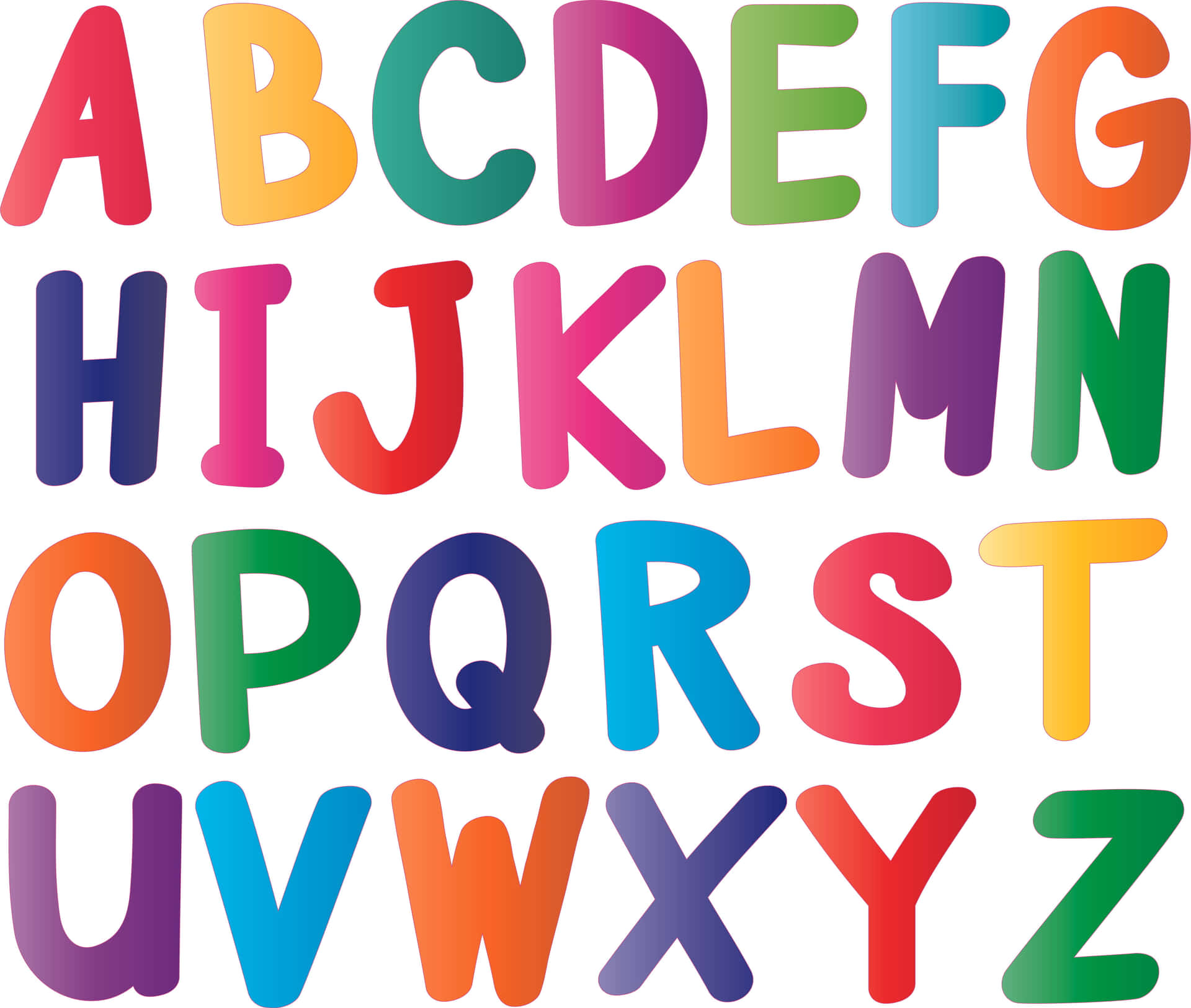 Letteredell'alfabeto Colorate Su Sfondo Bianco