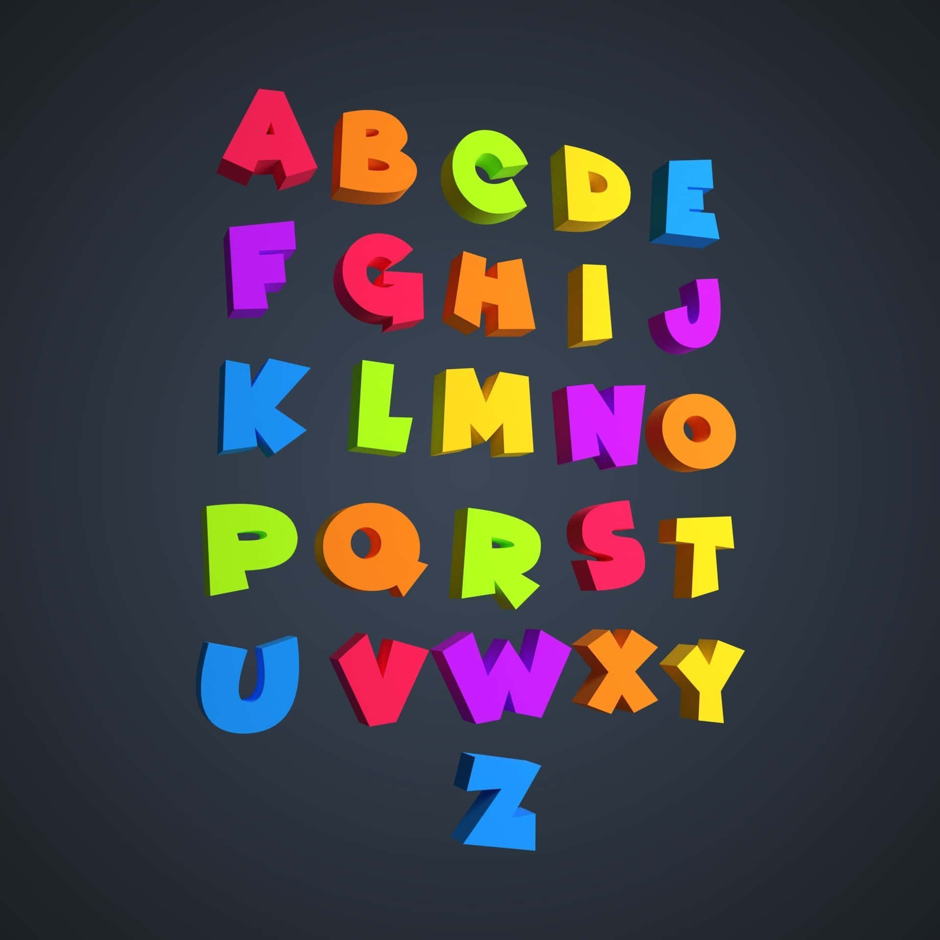 Colorful Alphabets In 3d On A Black Background