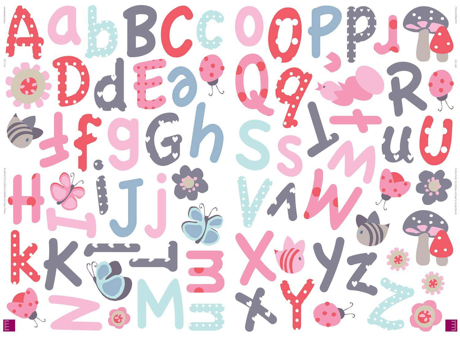 A Colorful Alphabet With Butterflies And Flowers