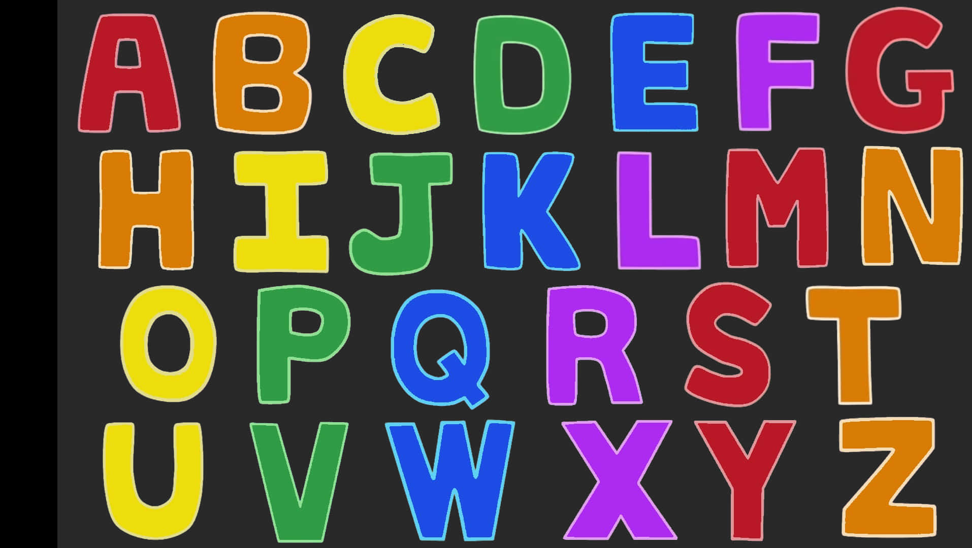 Colorful Alphabets On A Black Background