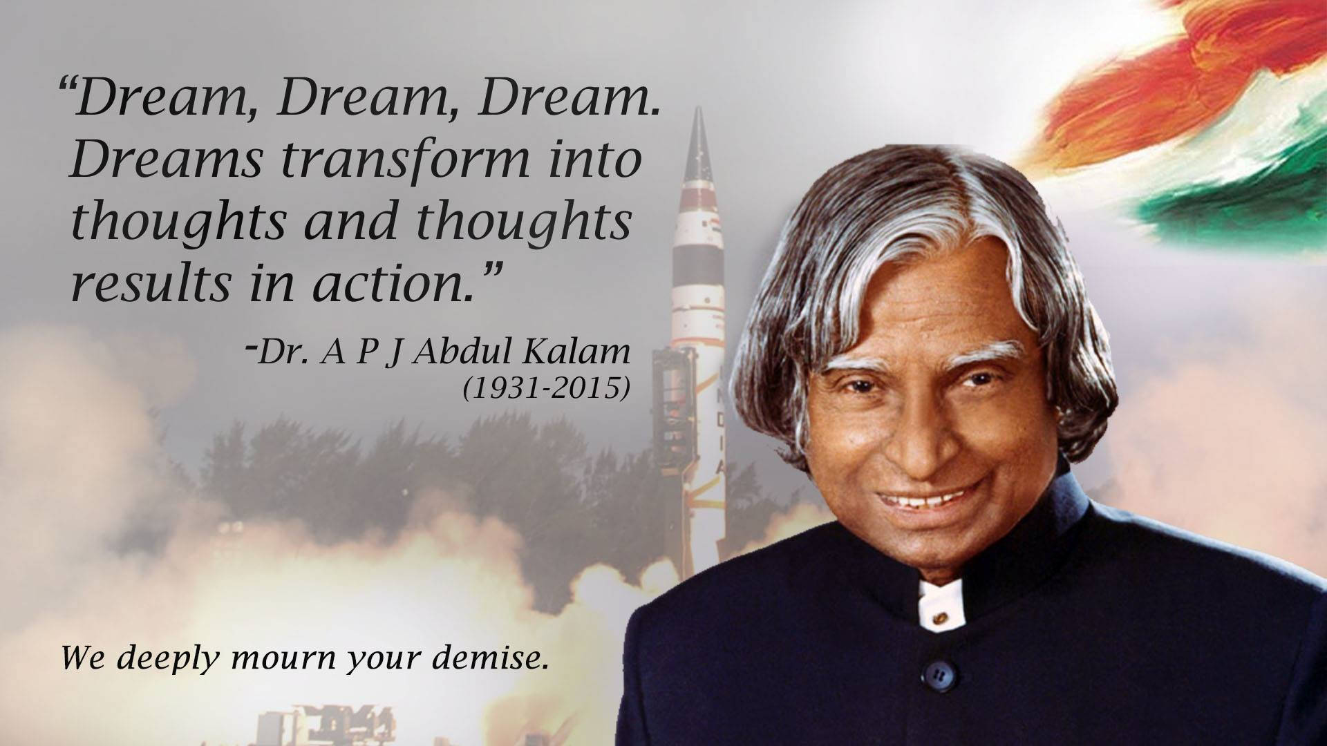 Abdul Kalam Hd Dream Thoughts Actions Background