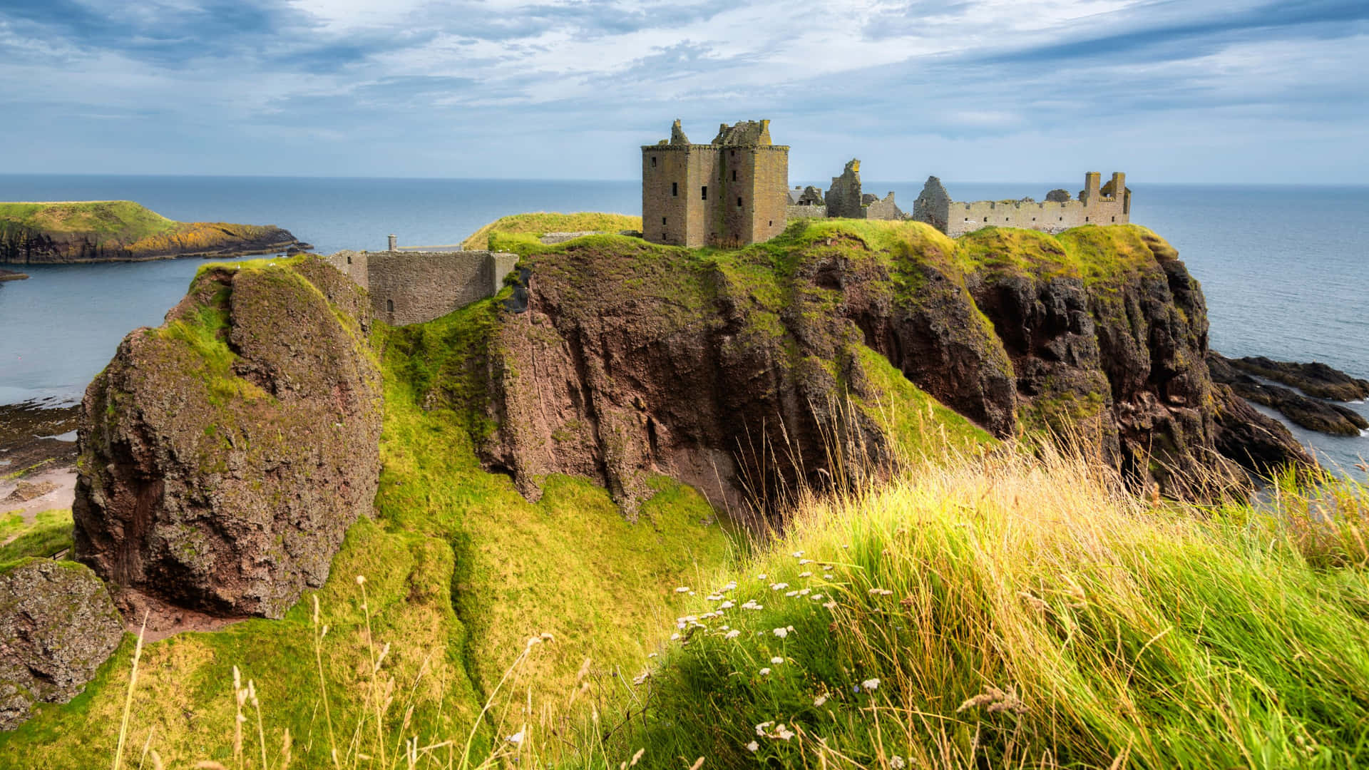 Aberdeen Coastal Castle Cliffs Wallpaper