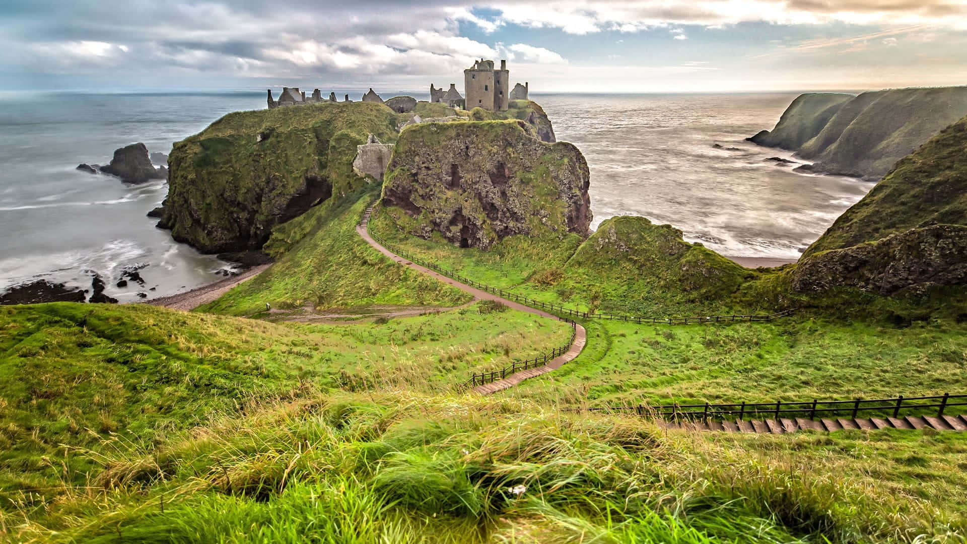 Aberdeen Coastal Castle Cliffs Wallpaper