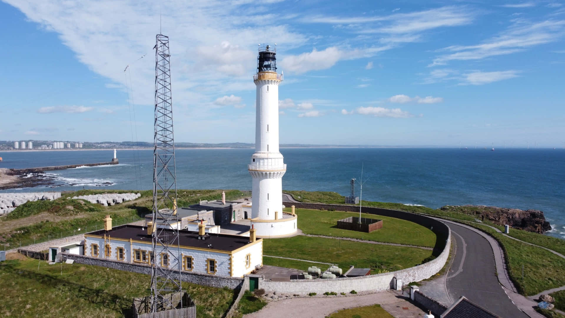 Aberdeen Coastal Lighthouse Aerial View Wallpaper