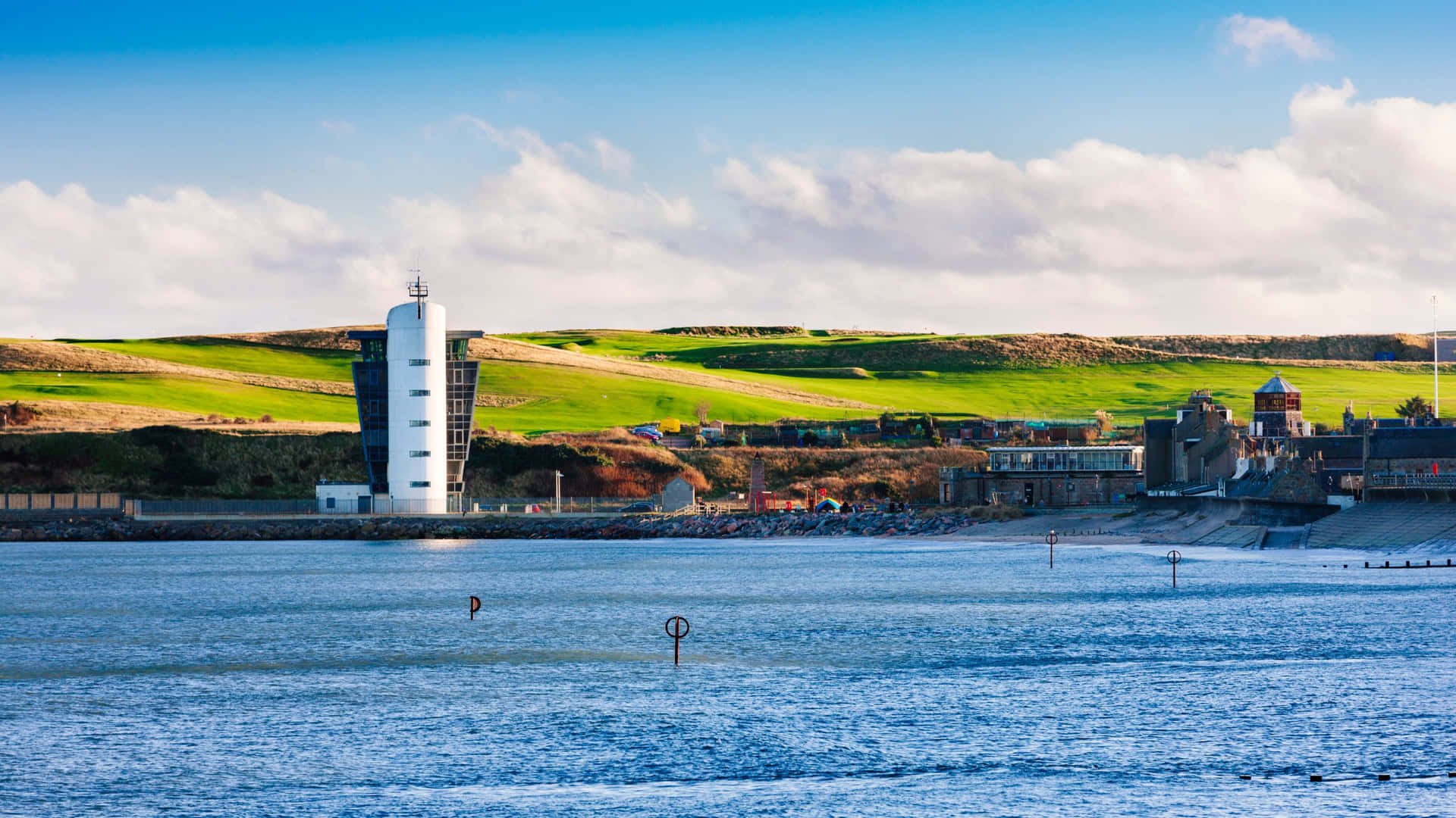 Aberdeen Coastline Lighthouse View Wallpaper
