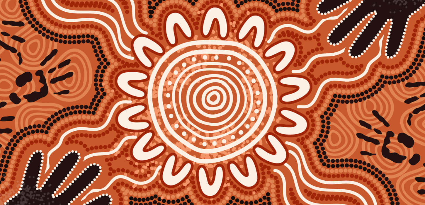 An Aboriginal Design With A Hand And A Sun