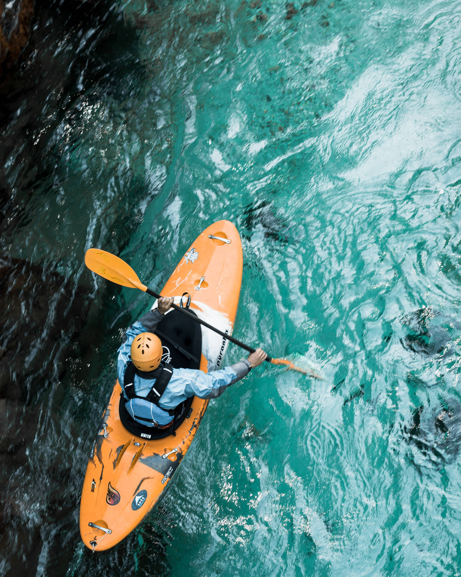 Above View Of A Person Kayaking Wallpaper