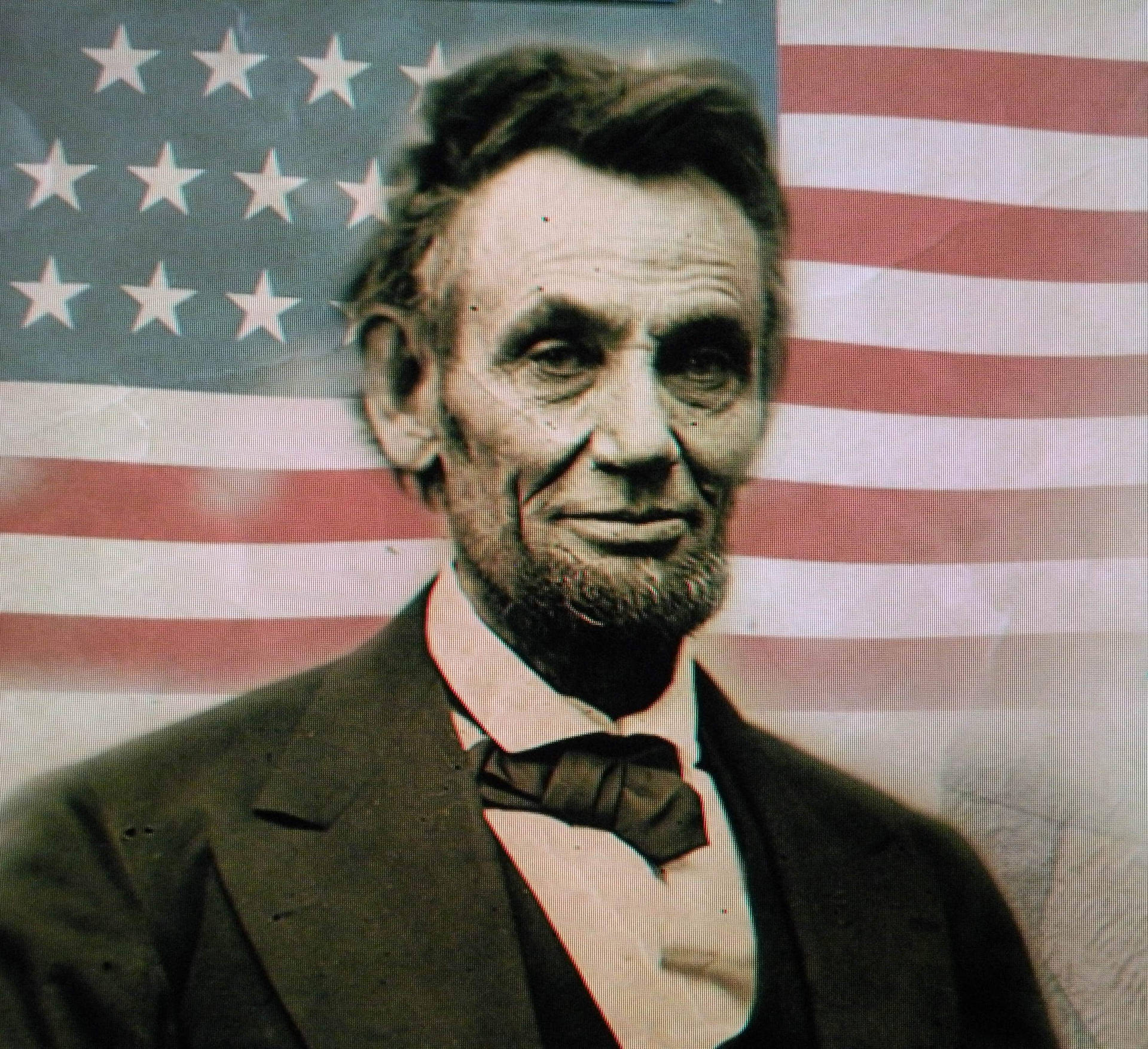 Abraham Lincoln With The American Flag Background