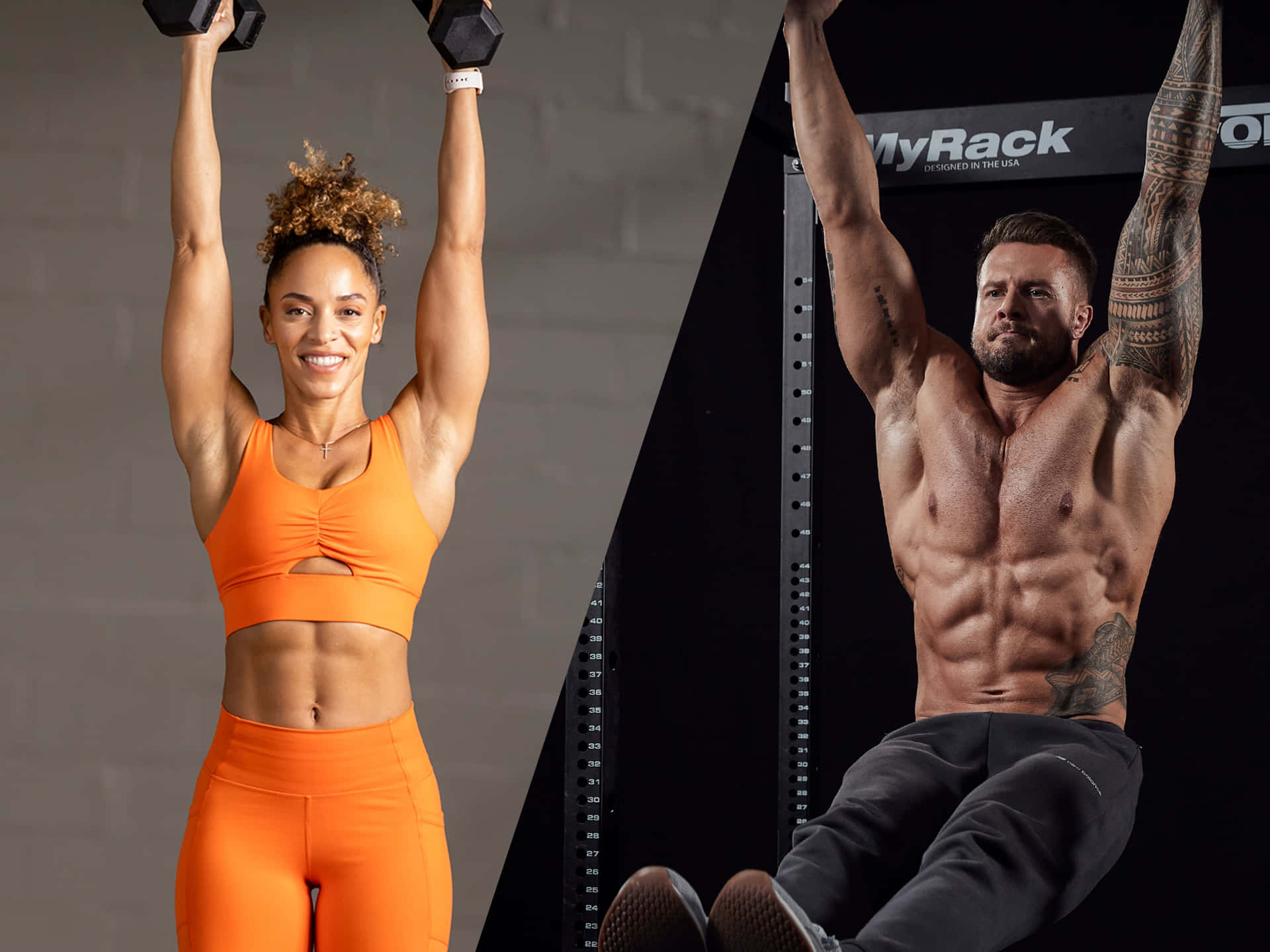 Abs Man And Woman Weights And Calisthenics Picture