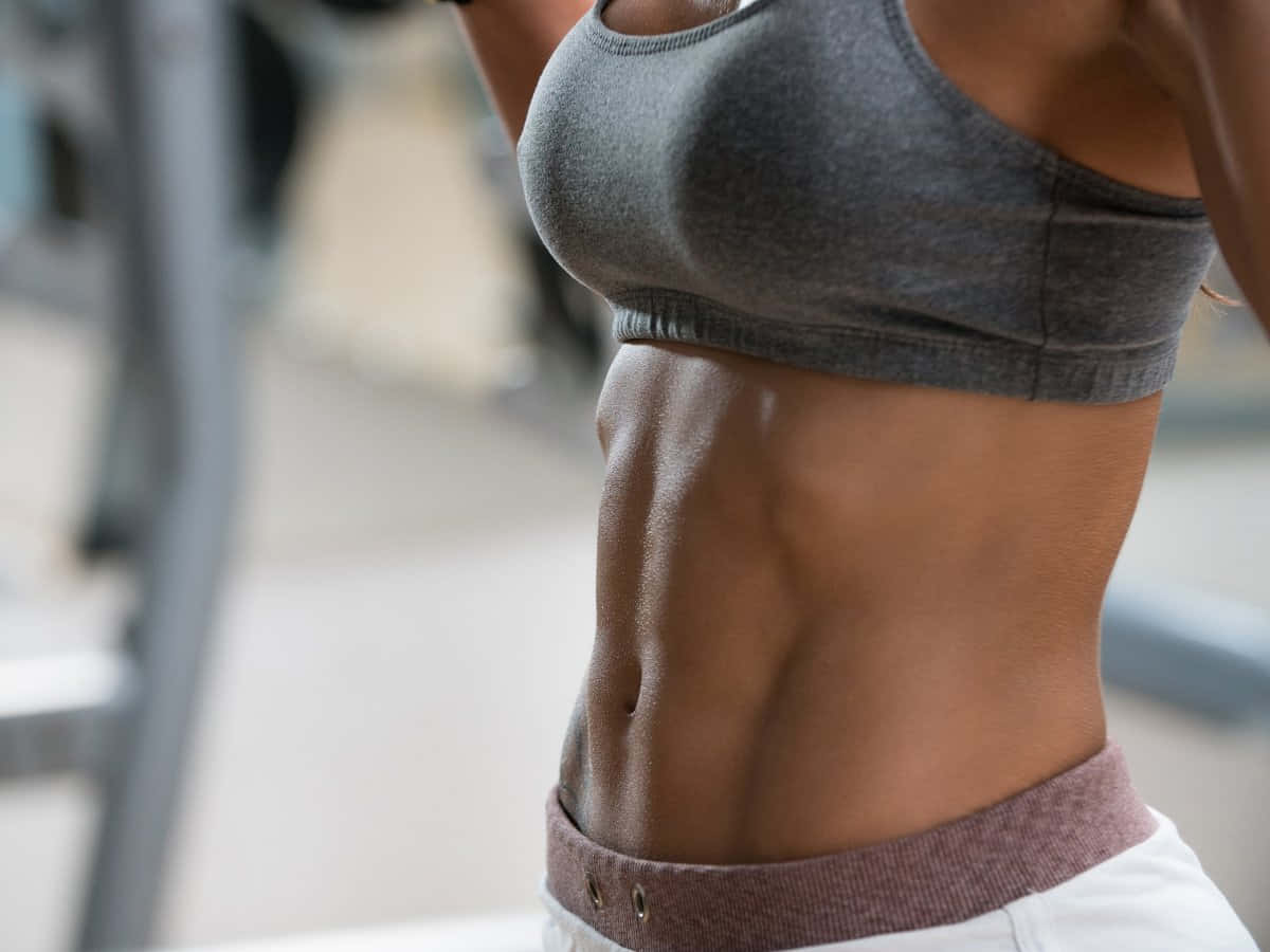 Abs Sculpted Woman Gray Gym Top Photography Picture