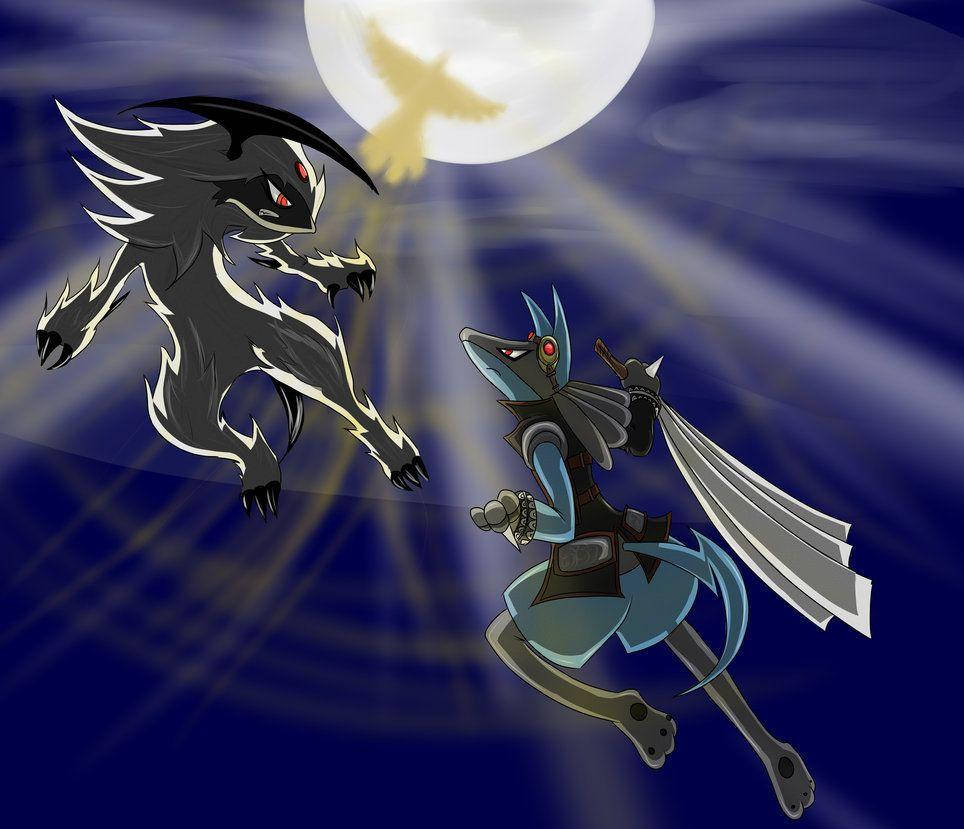 Absol Fighting Lucario Background