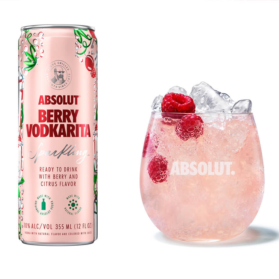 Absolut Berry Vodkarita Can And Glass With Ice Wallpaper