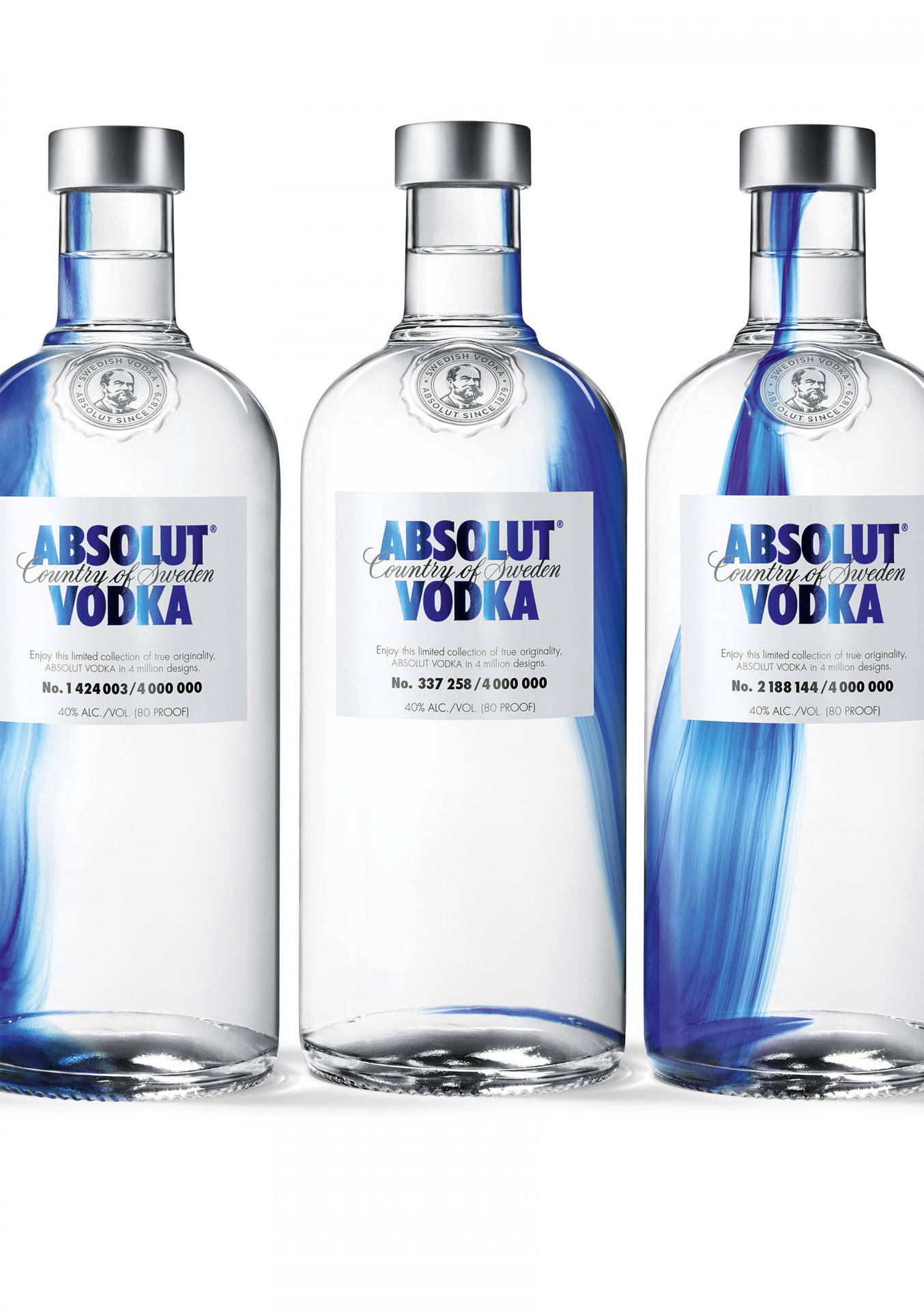 Absolut Vodka Bottles On A White Background Wallpaper