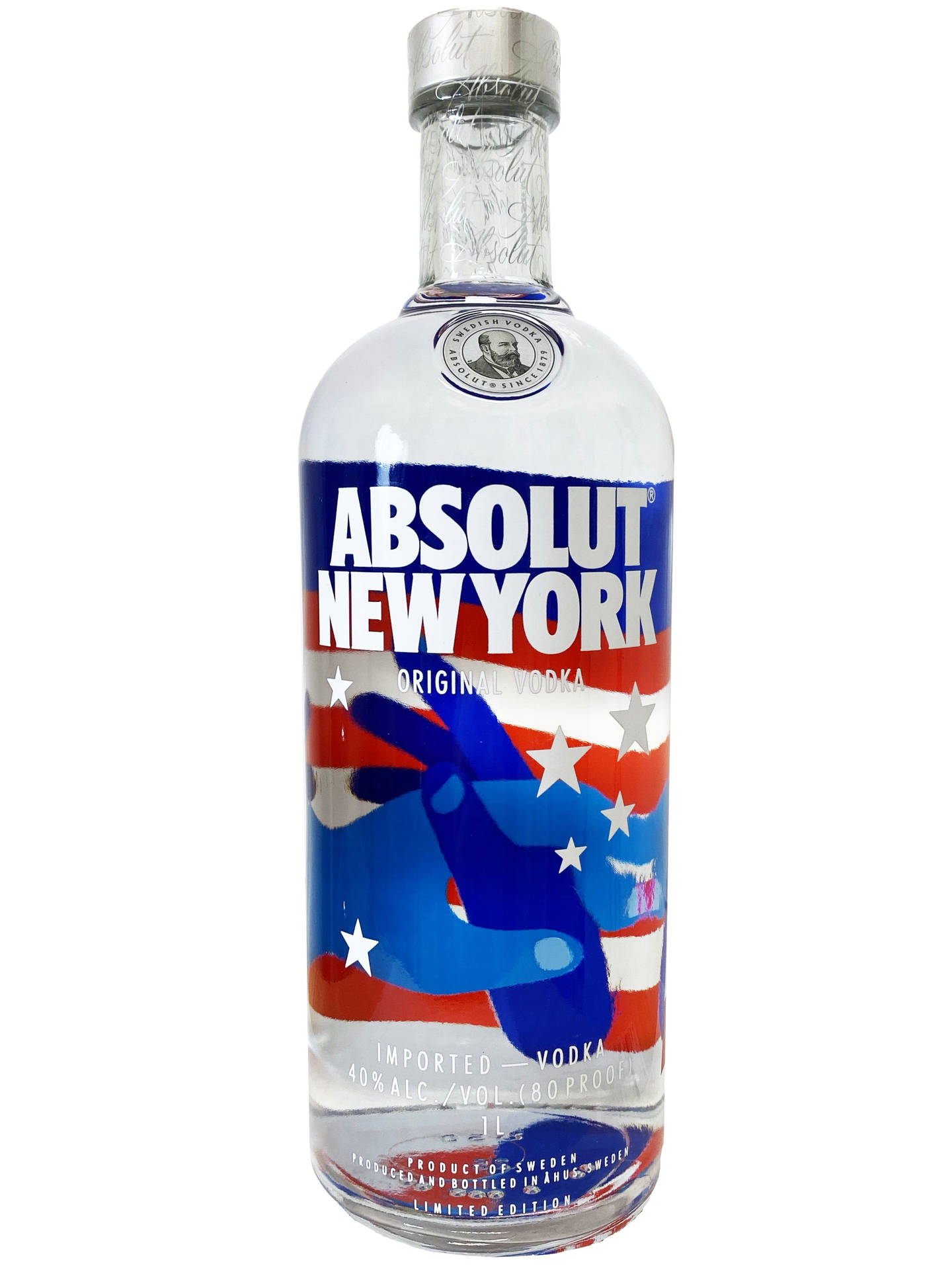 Absolut Vodka New York Bottle On White Background Wallpaper