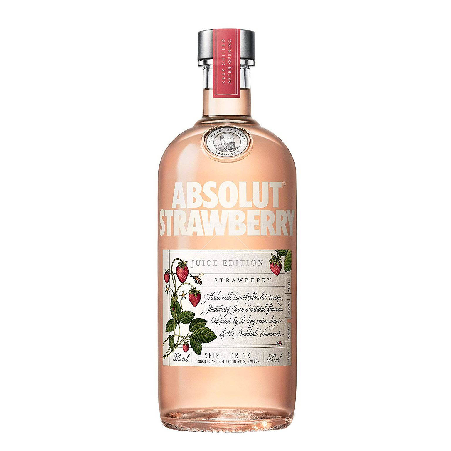 Absolut Vodka Strawberry On White Background Wallpaper