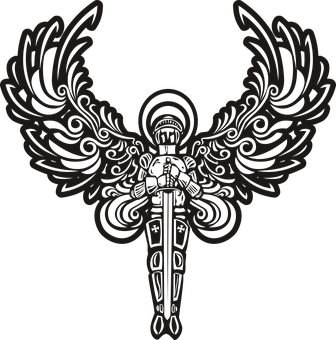 Abstract Angel Wingsand Sword Design PNG