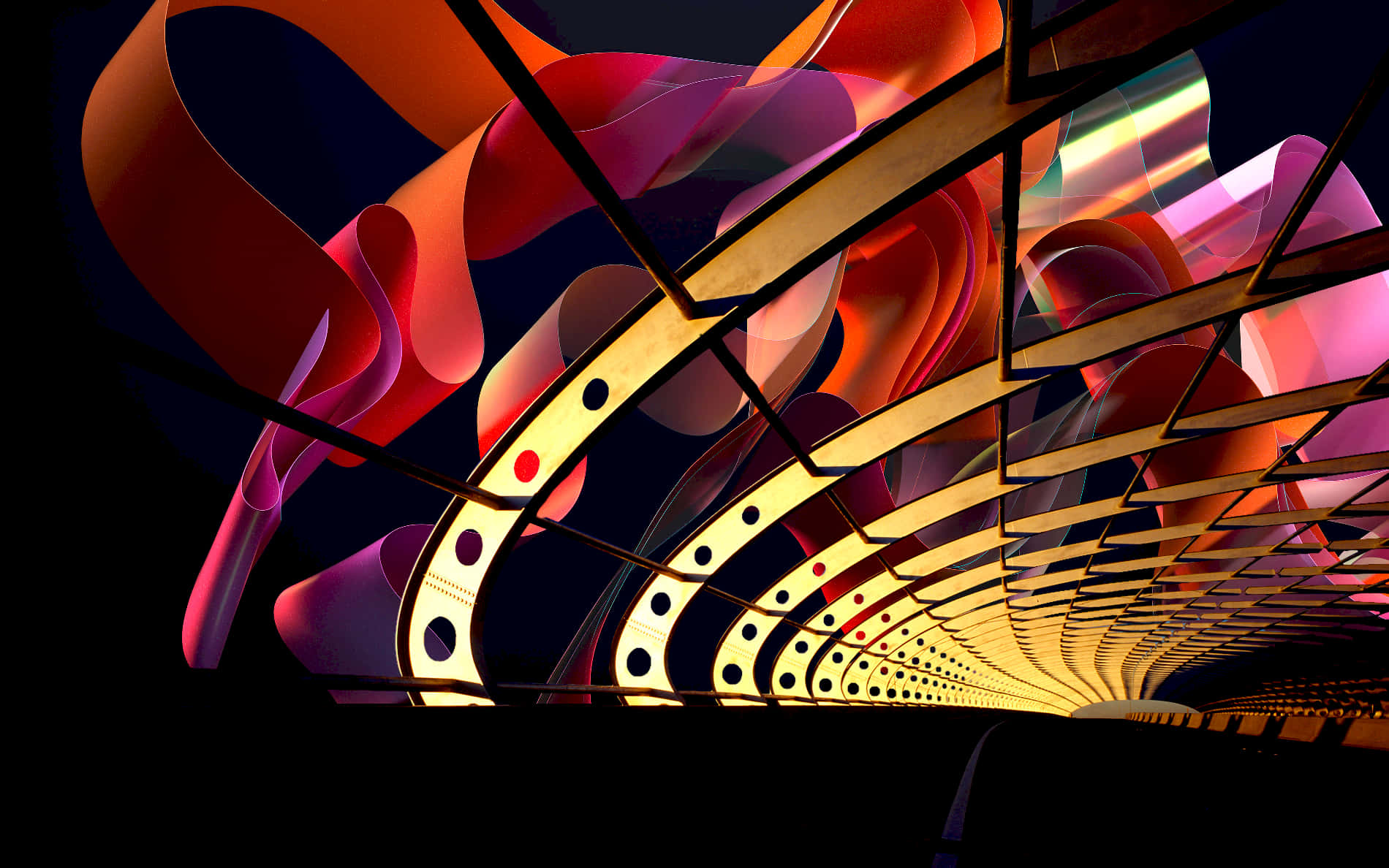Abstract Architecture Tunnel Lights Wallpaper